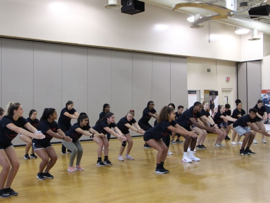 Students performing exercises