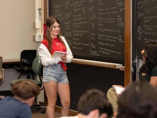 Students practicing for a mock trial
