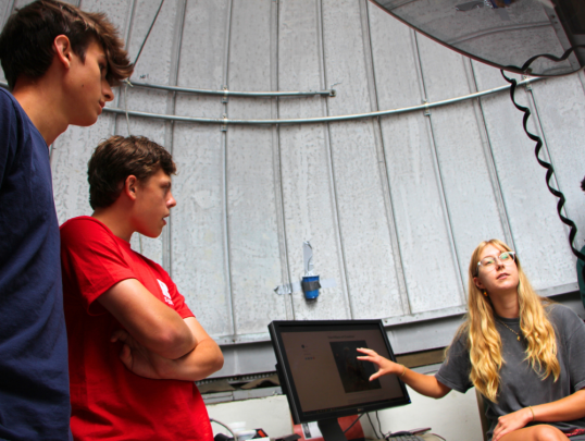 Students in the Astronomy Observatory learning