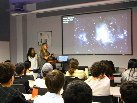 Students in astronomy Observatory lecture