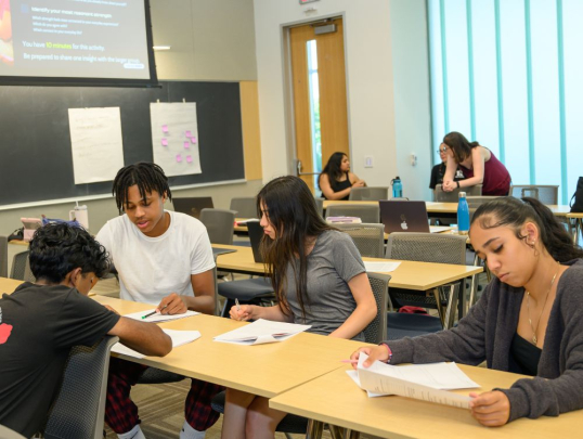 Students working together in a group 