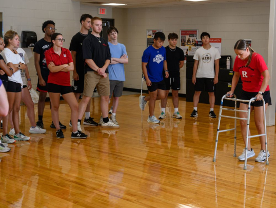 Students during a Physical Therapy exercises practice